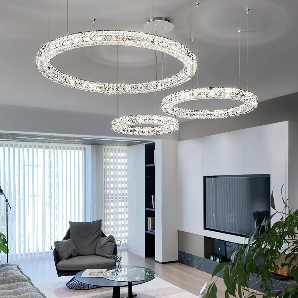 Luxerian lámpara de araña anillos de cristal Spiridon Luxe