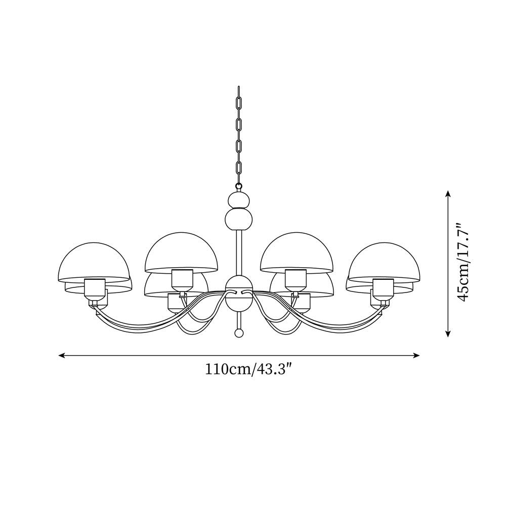 Core lámpara de araña papel de arroz Mid-Century