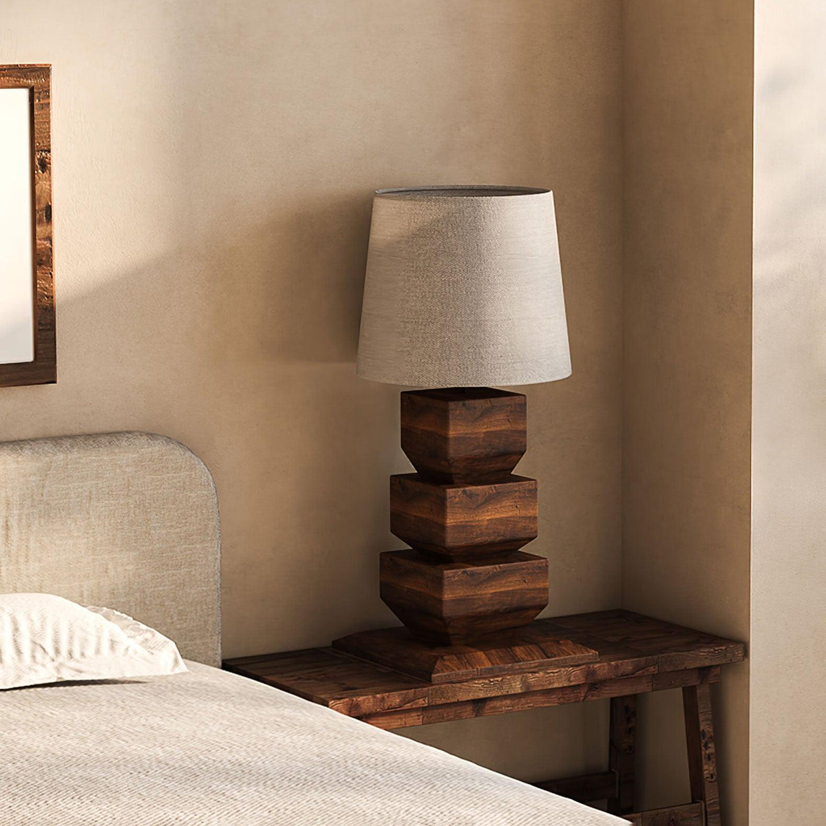 Saev lámpara de mesa apilada de madera