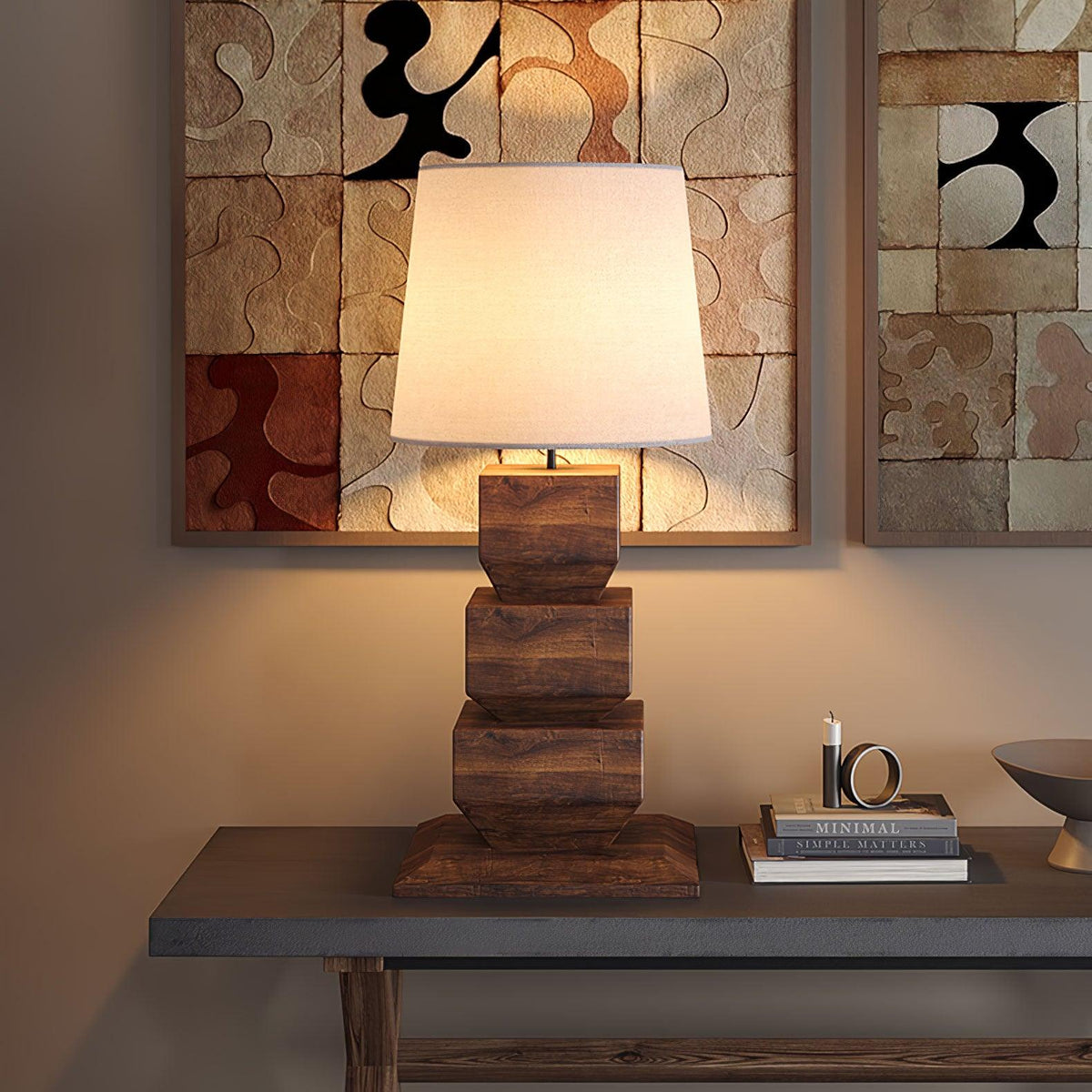 Saev lámpara de mesa apilada de madera