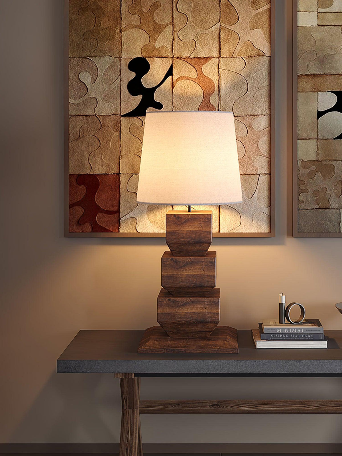 Saev lámpara de mesa apilada de madera
