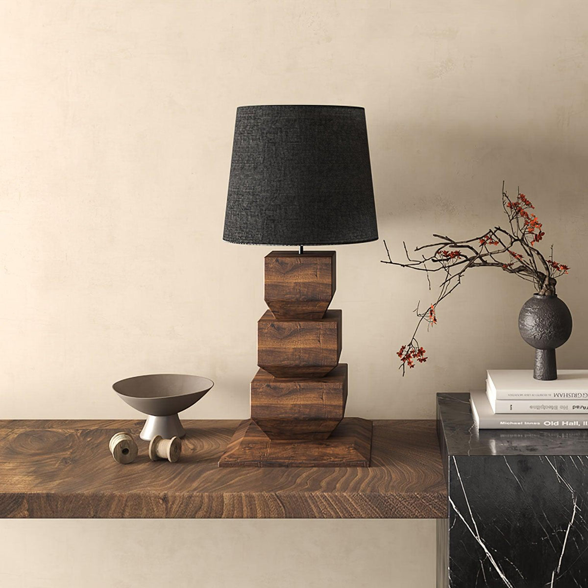 Saev lámpara de mesa apilada de madera