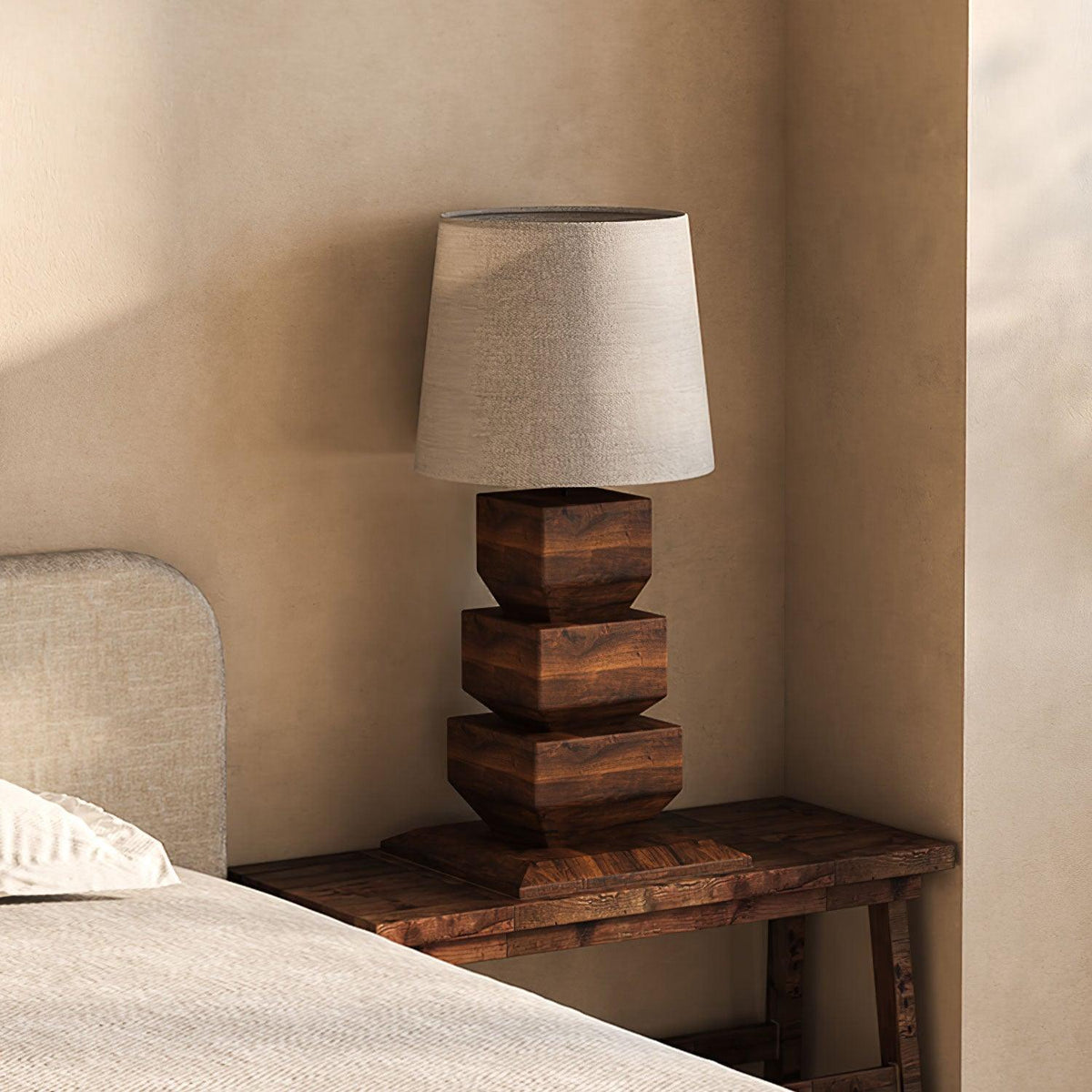 Saev lámpara de mesa apilada de madera