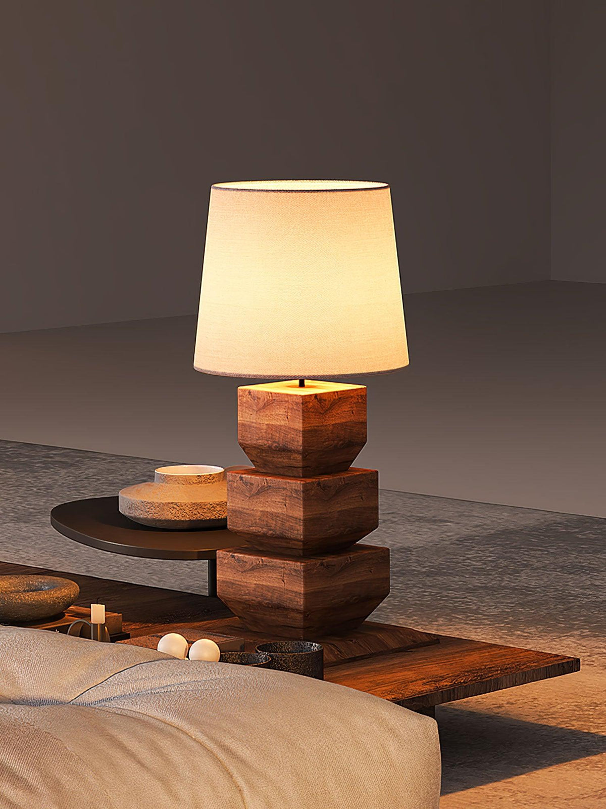 Saev lámpara de mesa apilada de madera