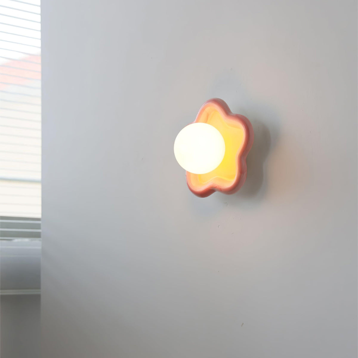 Petani aplique de pared rosa y amarillo forma flor