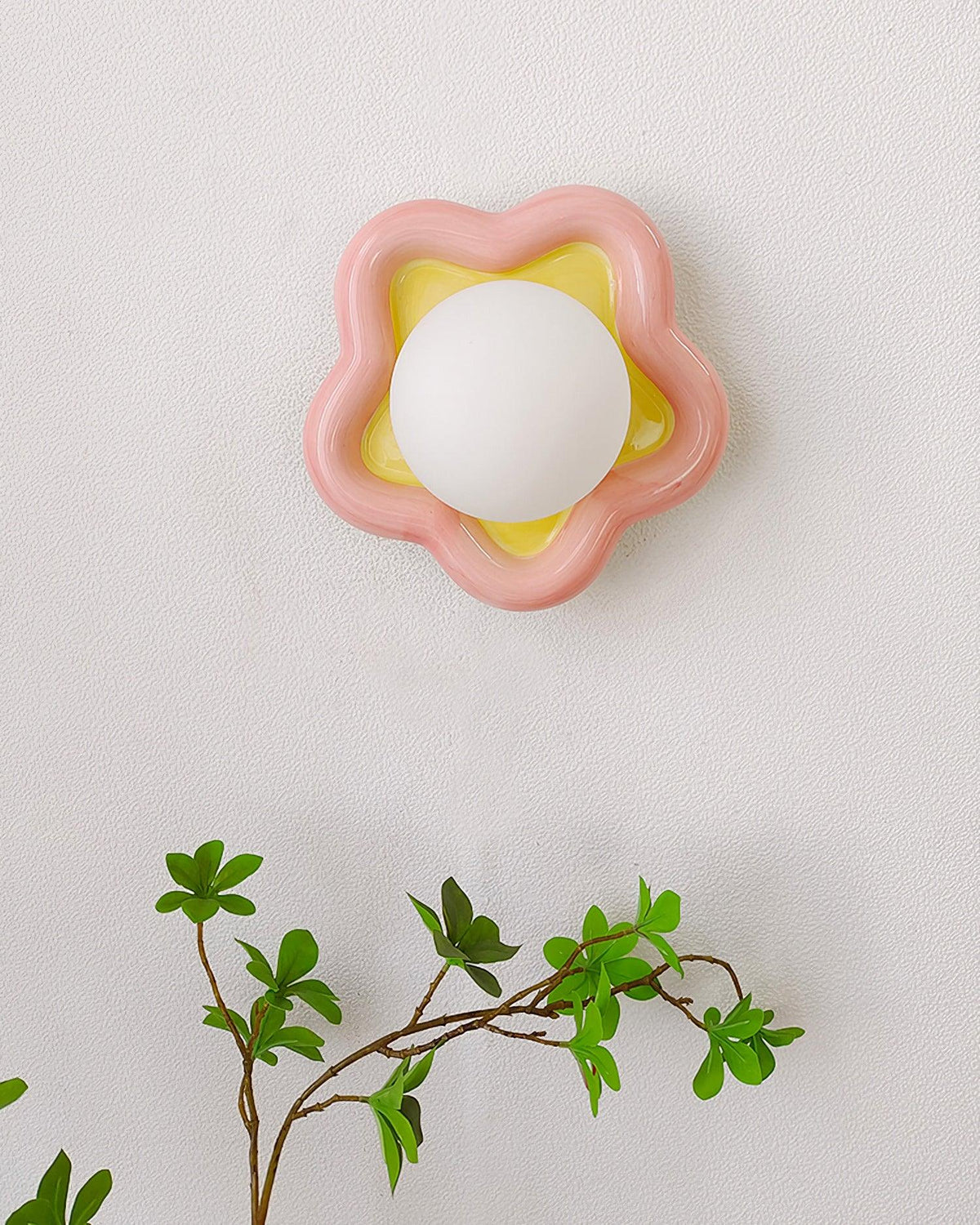 Petani aplique de pared rosa y amarillo forma flor