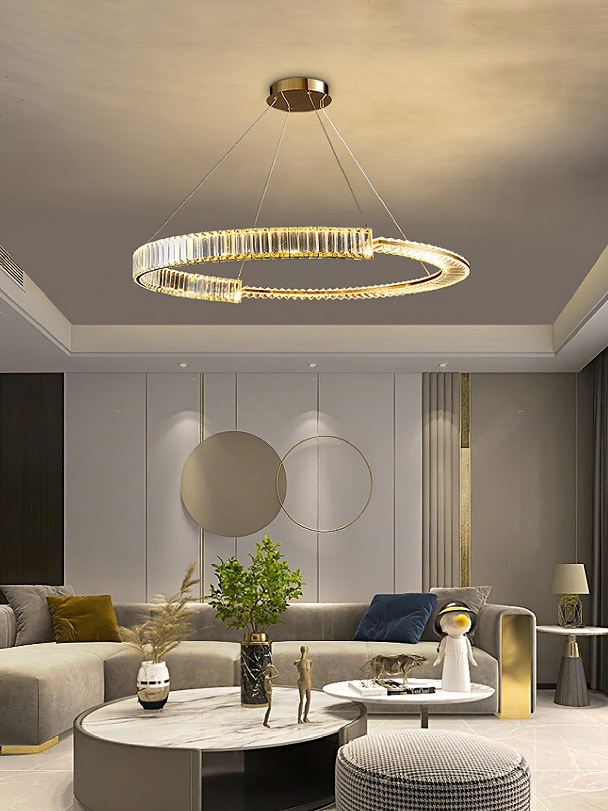 Cyrerira lámpara de araña Stella LED cristal Anillo