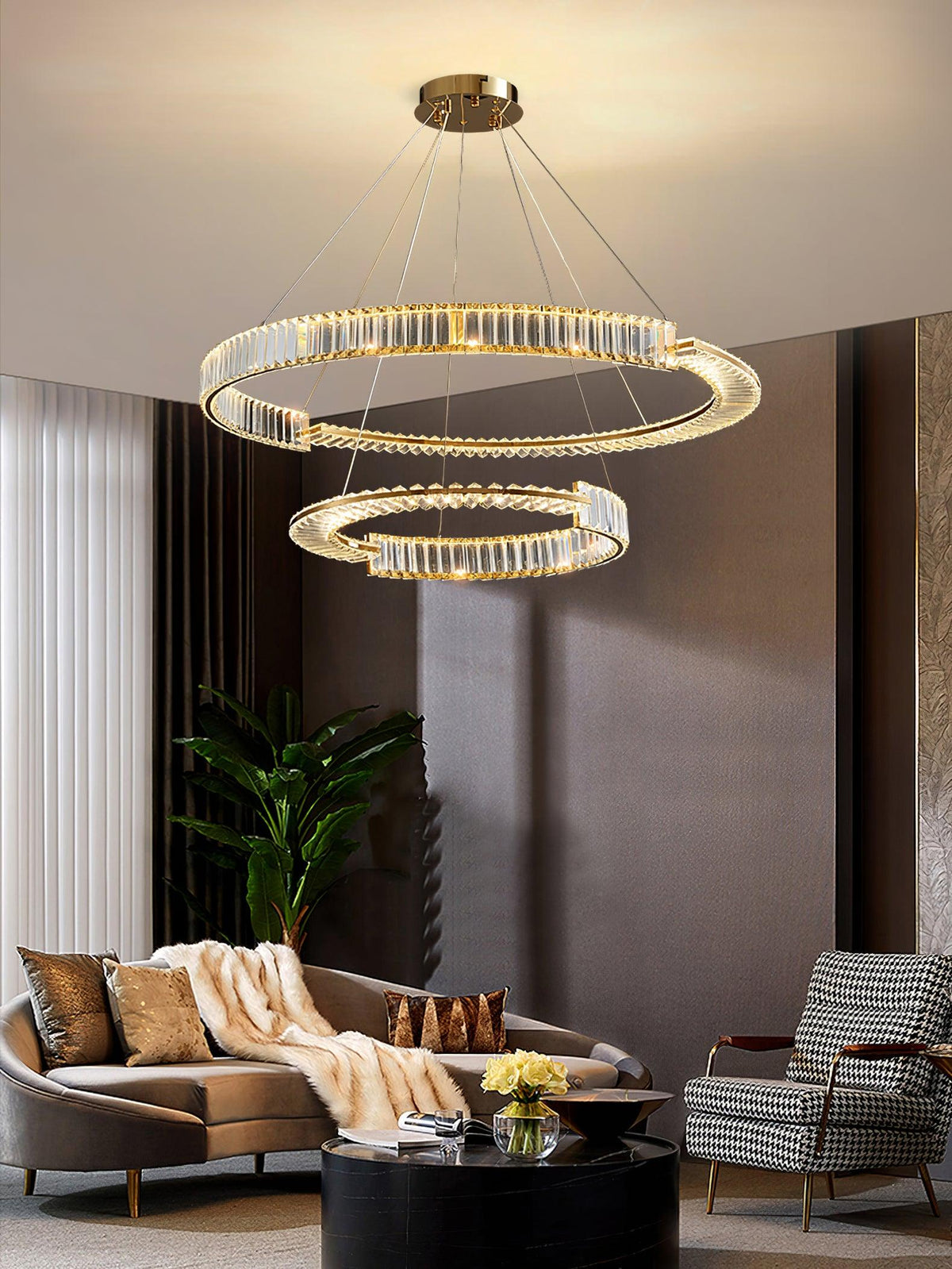 Cyrerira lámpara de araña Stella LED cristal Anillo