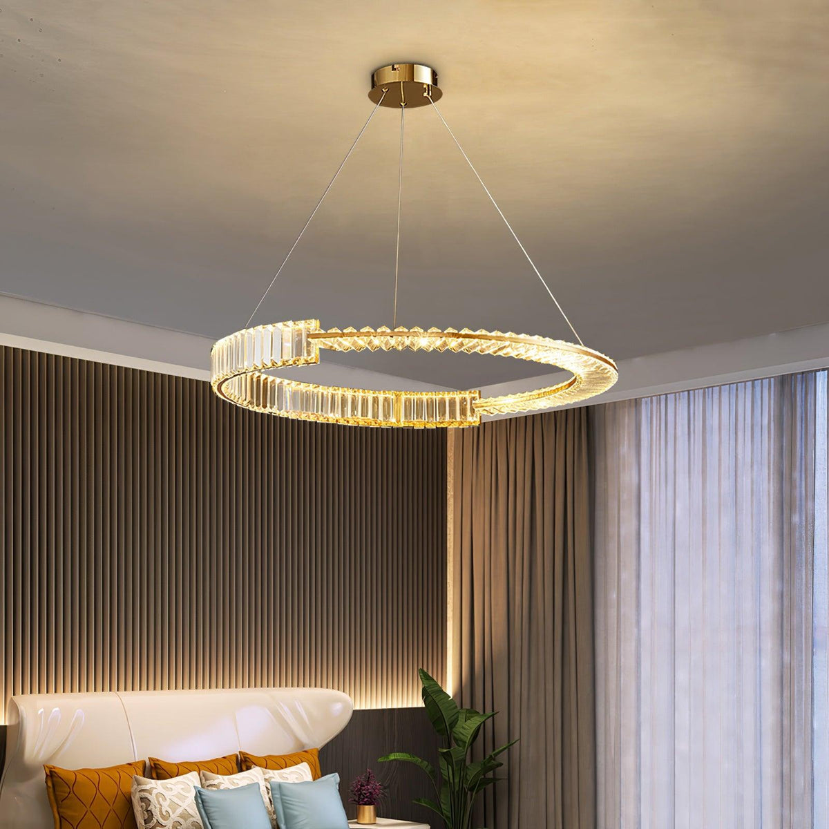 Cyrerira lámpara de araña Stella LED cristal Anillo