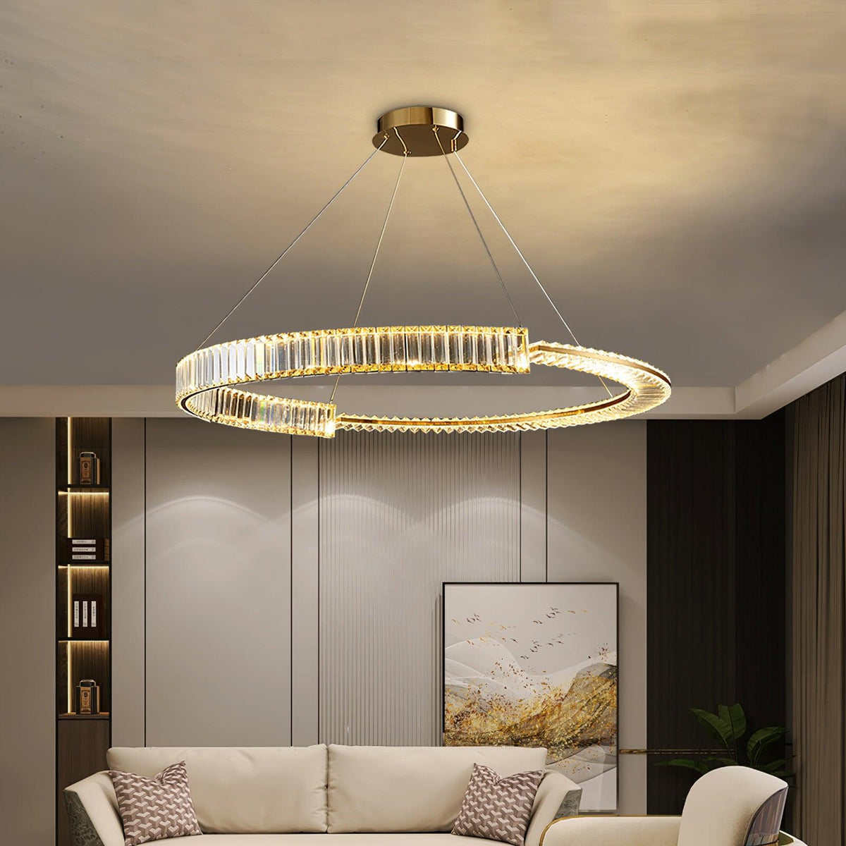 Cyrerira lámpara de araña Stella LED cristal Anillo