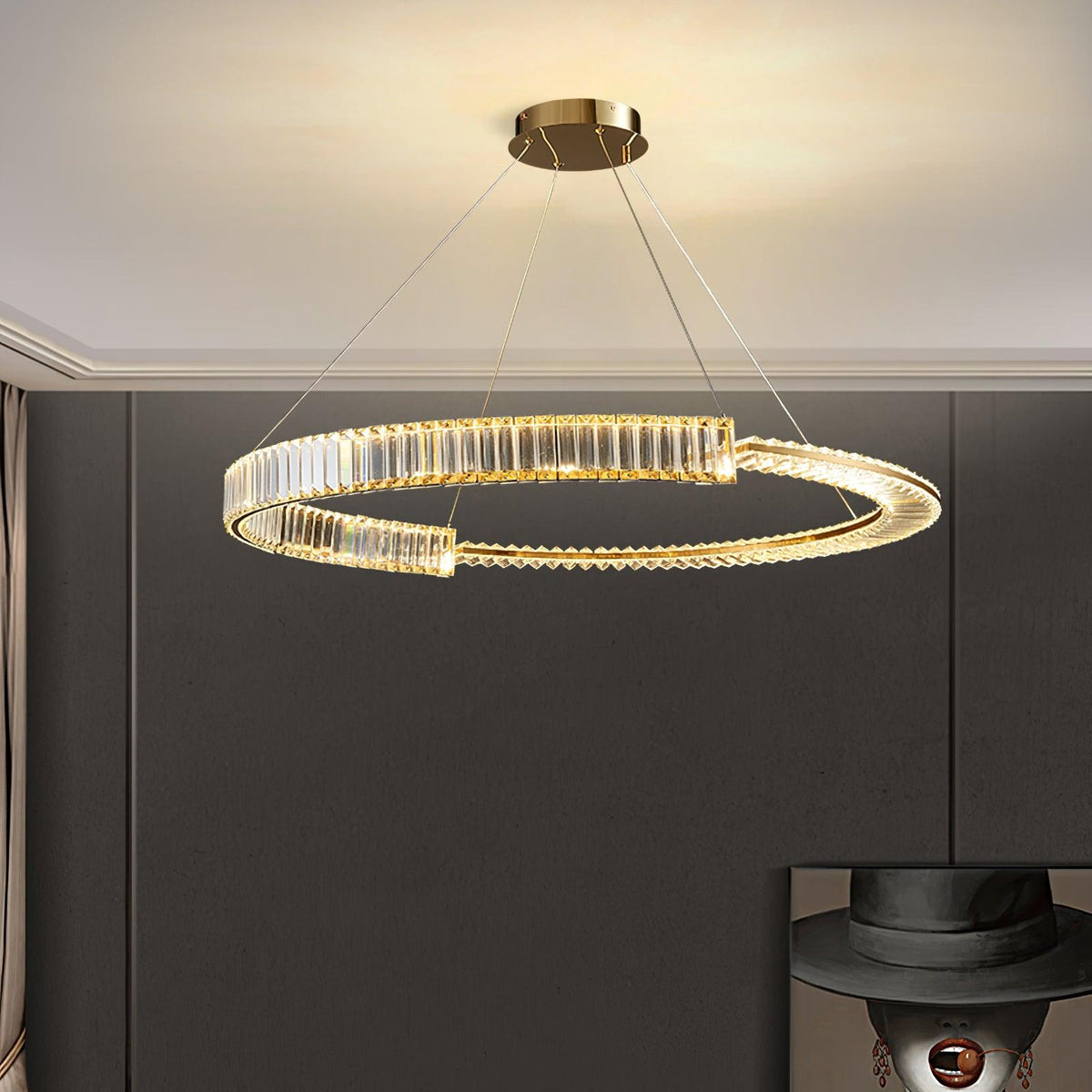 Cyrerira lámpara de araña Stella LED cristal Anillo