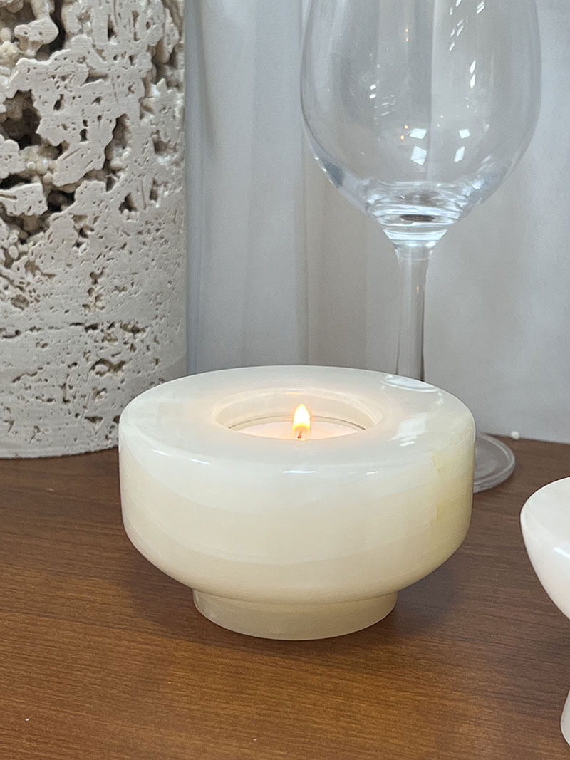 Nerinise Juego de soportes para velas de piedra