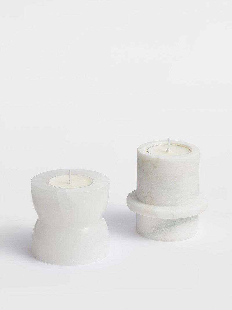 Nerinise Juego de soportes para velas de piedra