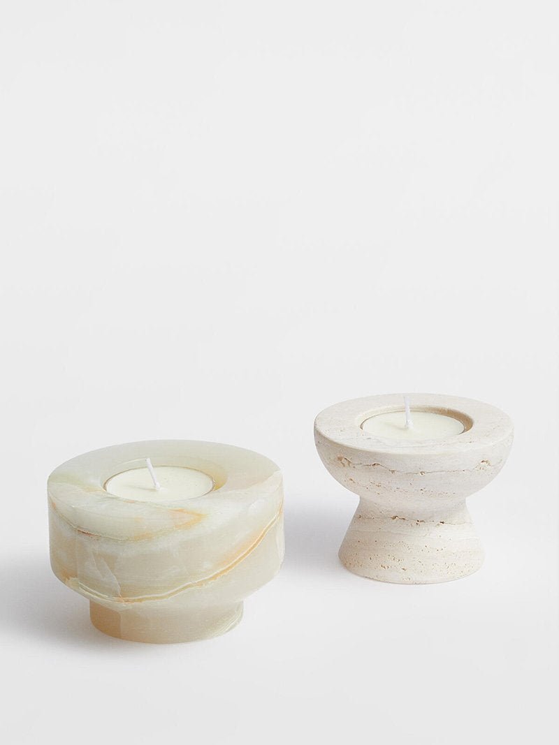 Nerinise Juego de soportes para velas de piedra
