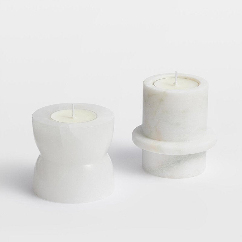 Nerinise Juego de soportes para velas de piedra