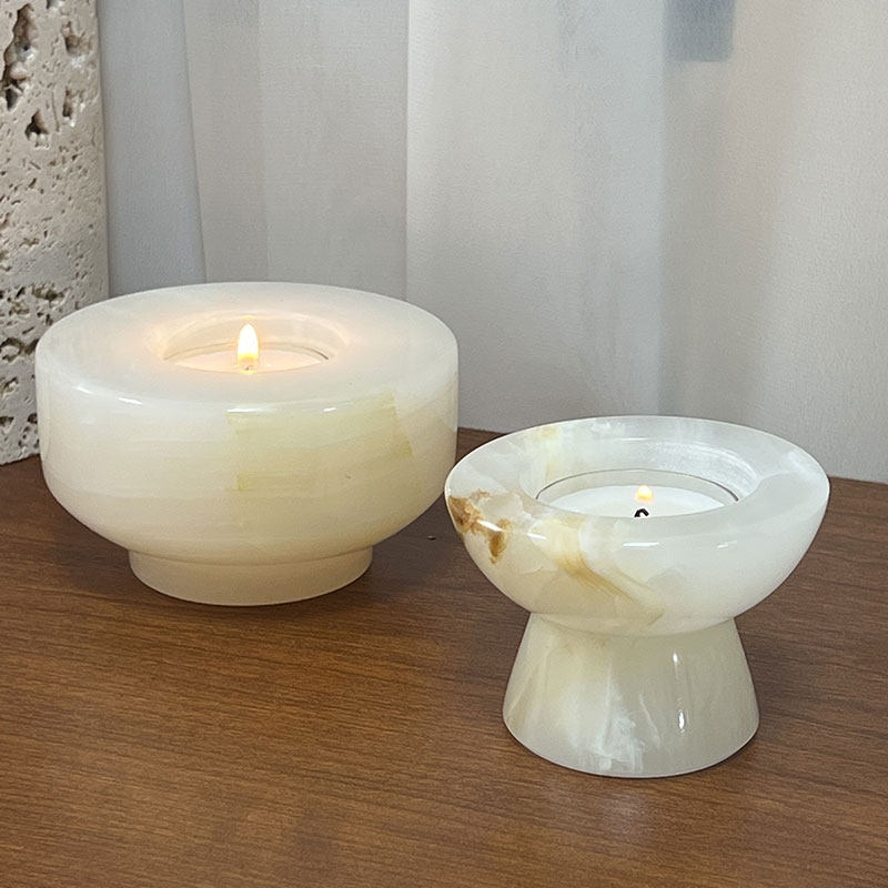 Nerinise Juego de soportes para velas de piedra