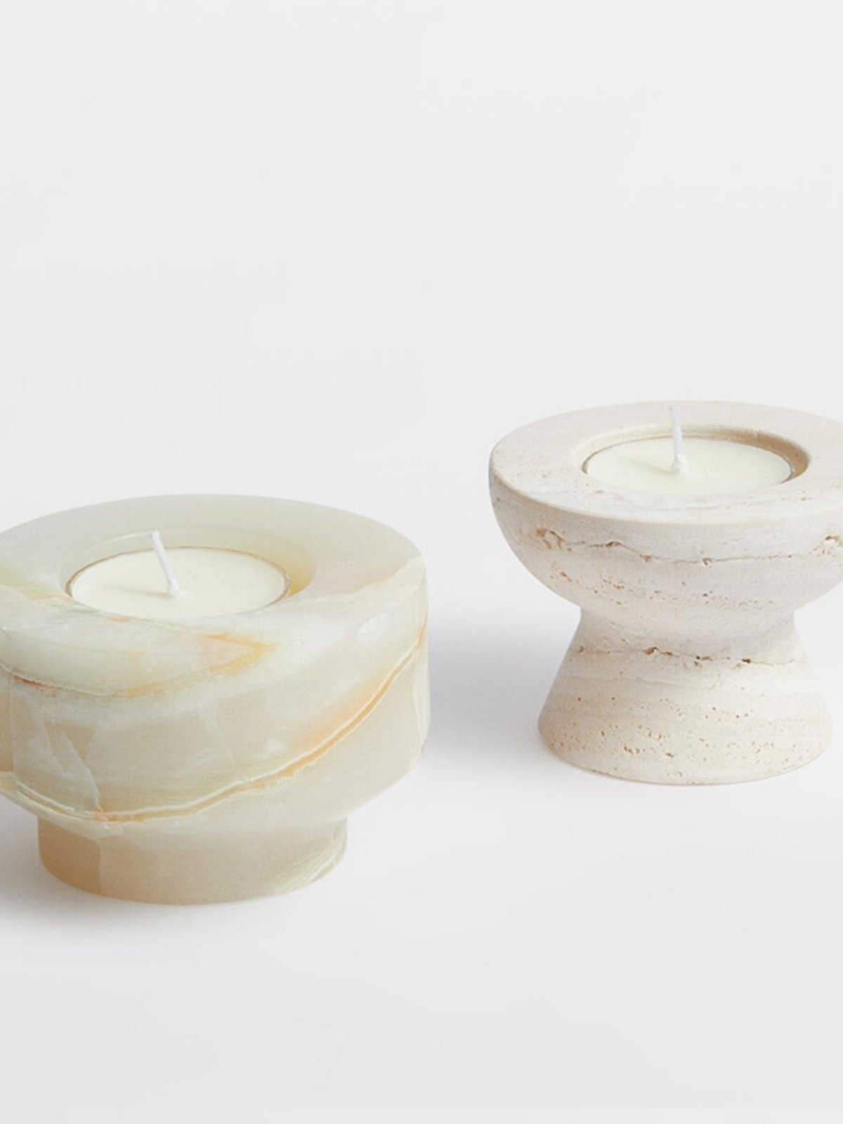 Nerinise Juego de soportes para velas de piedra