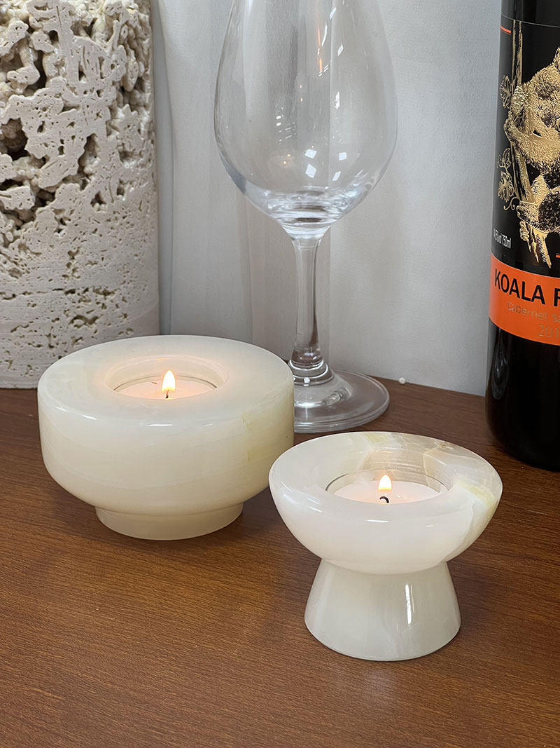 Nerinise Juego de soportes para velas de piedra