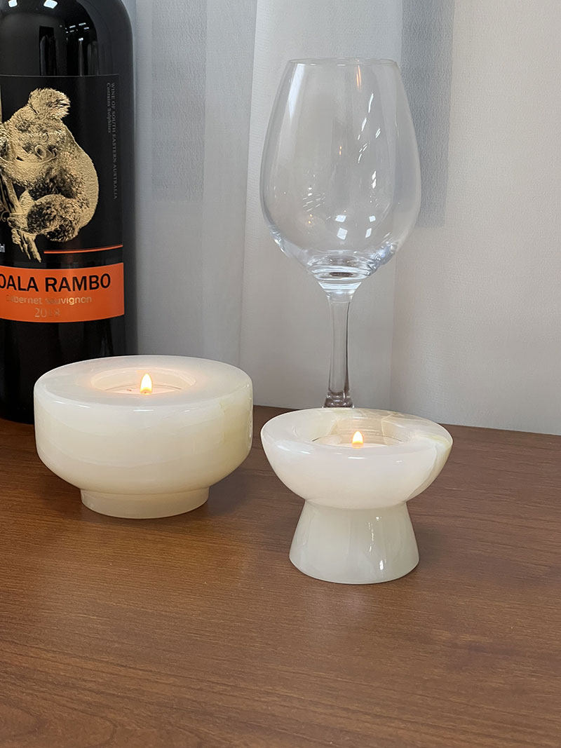 Nerinise Juego de soportes para velas de piedra
