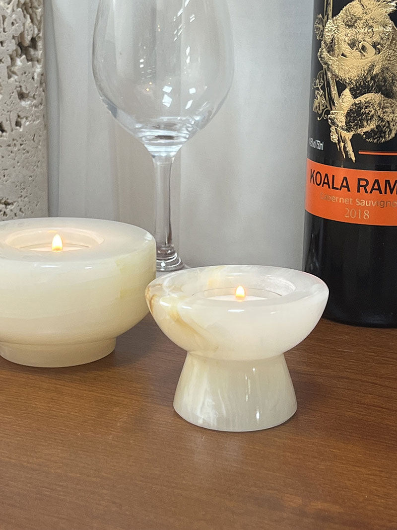 Nerinise Juego de soportes para velas de piedra