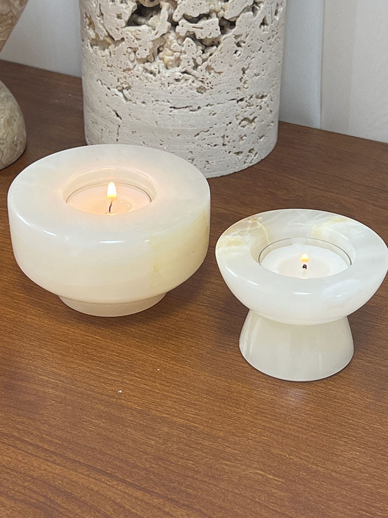 Nerinise Juego de soportes para velas de piedra