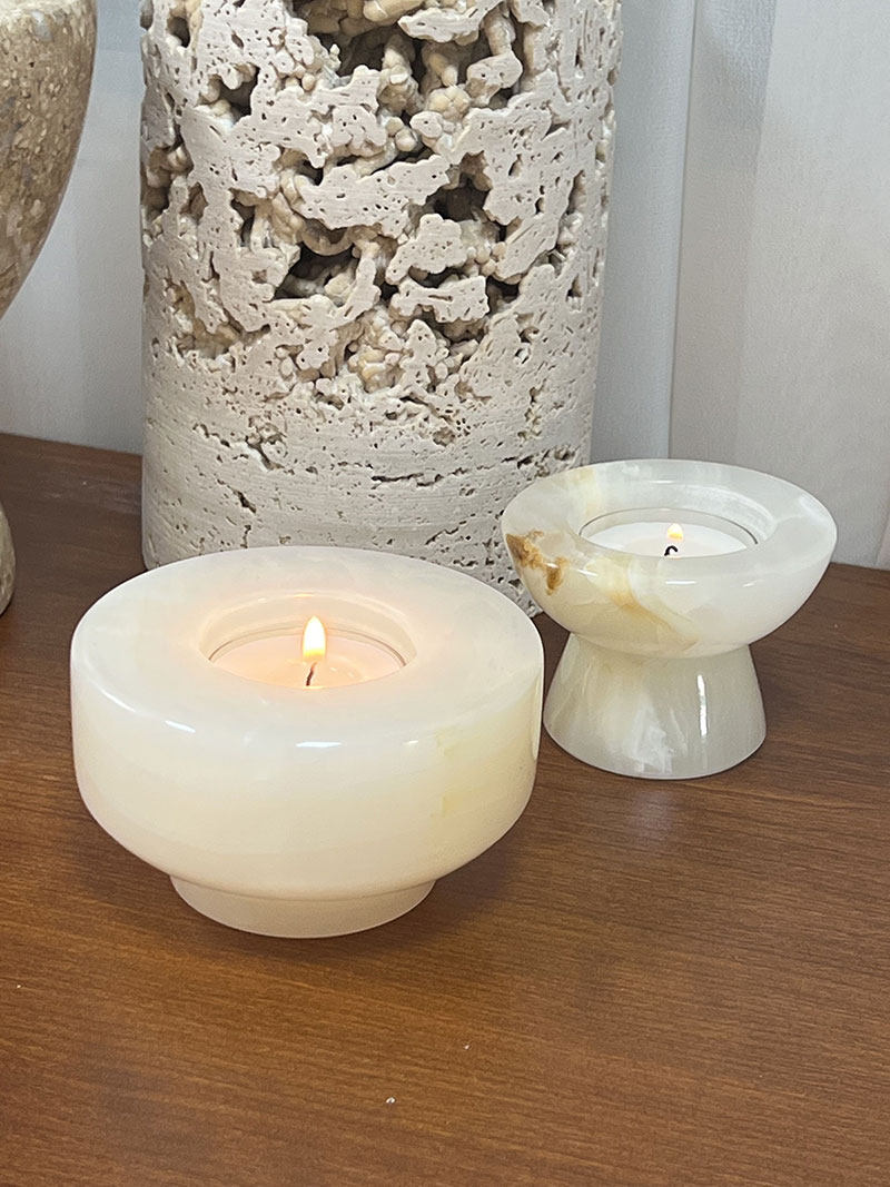 Nerinise Juego de soportes para velas de piedra