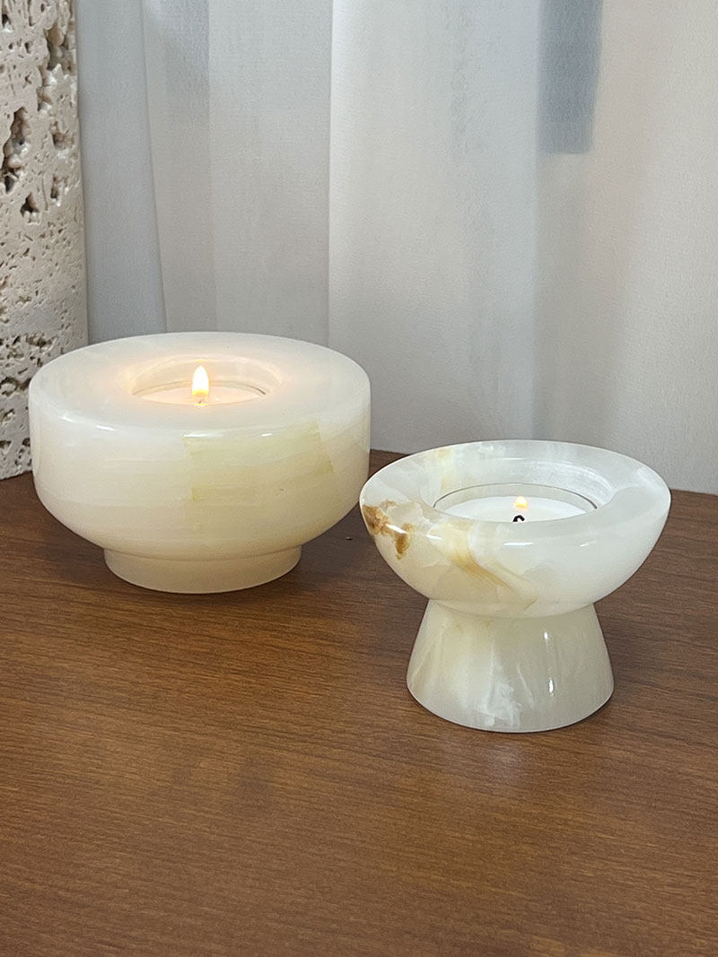 Nerinise Juego de soportes para velas de piedra