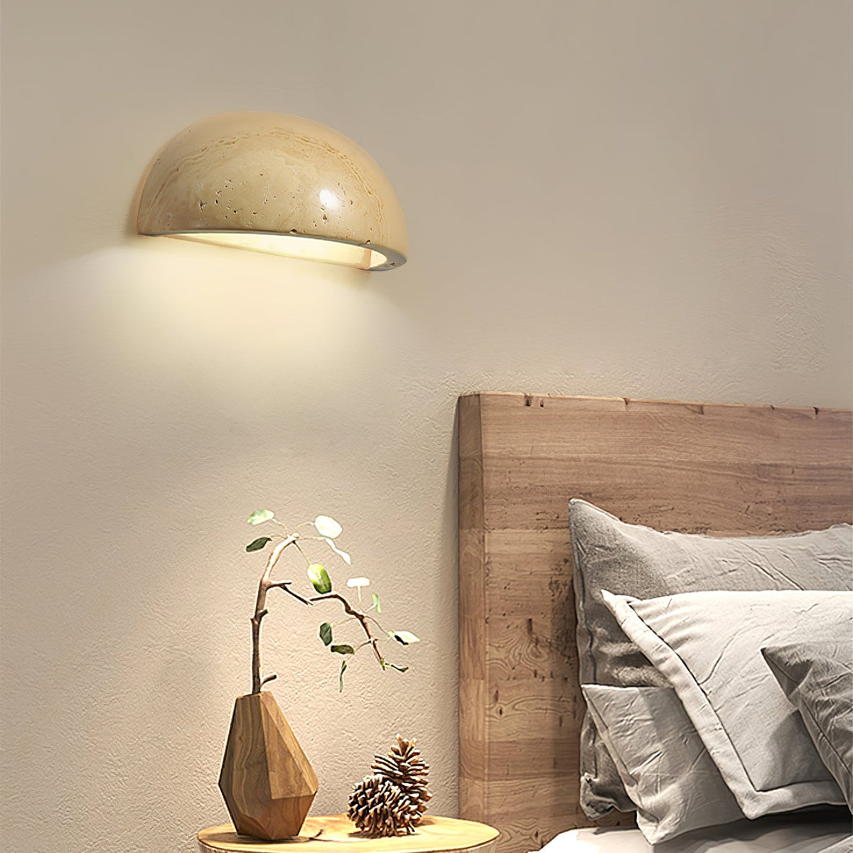 Vethayra aplique de pared medio cúpula travertino