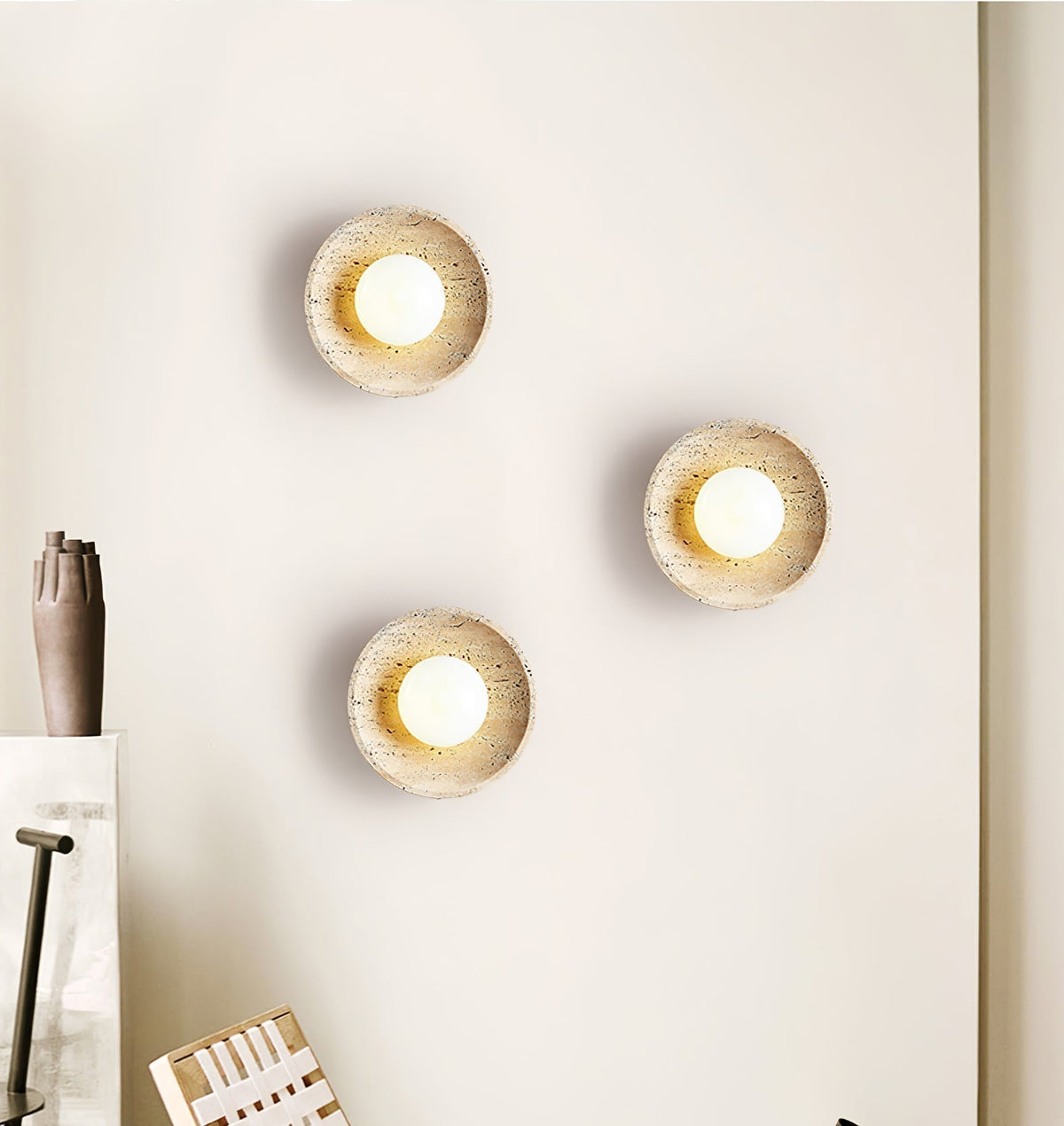Tavik Bowl-Frame travertino aplique de pared