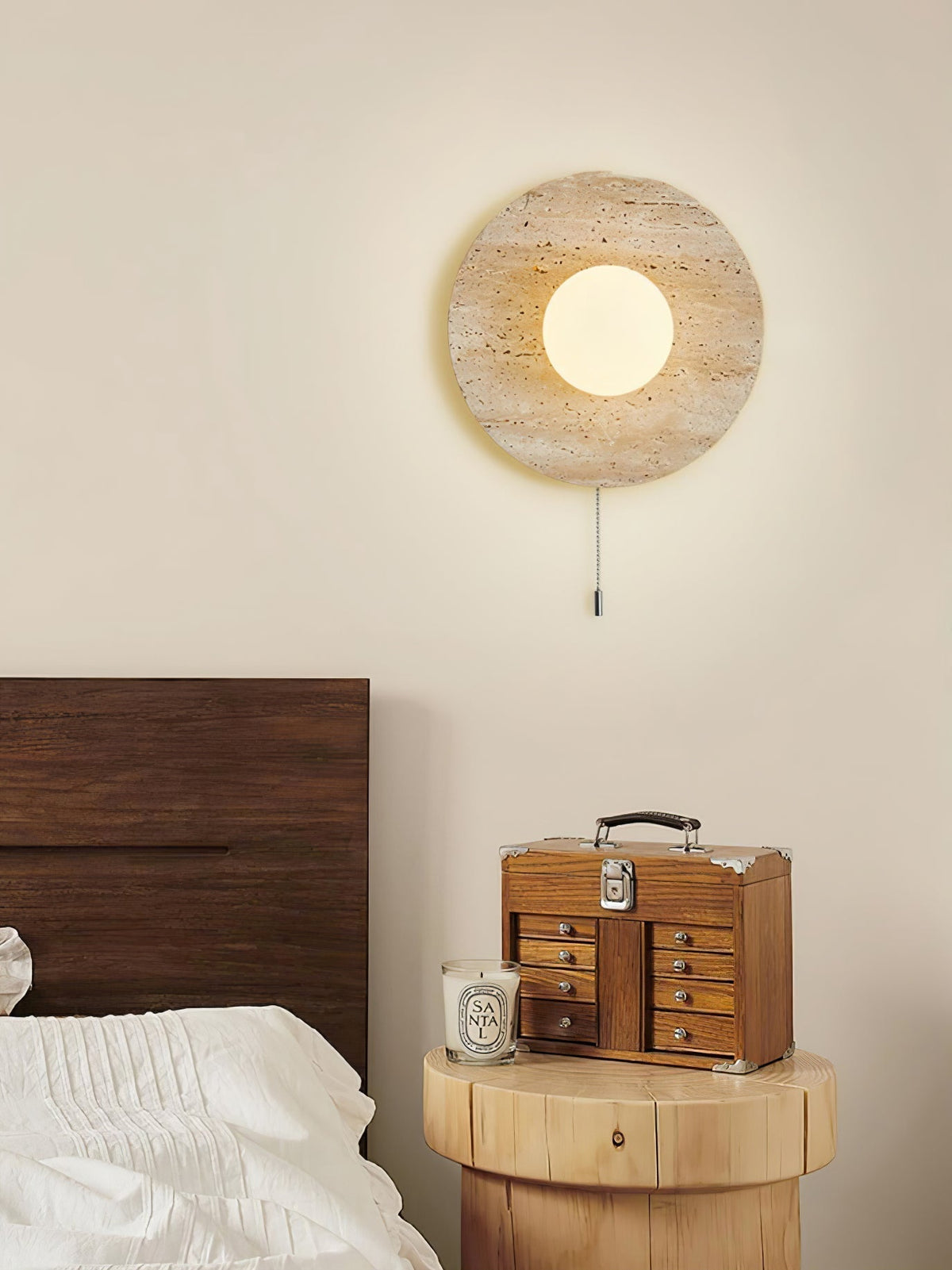 Tavik Bowl-Frame travertino aplique de pared
