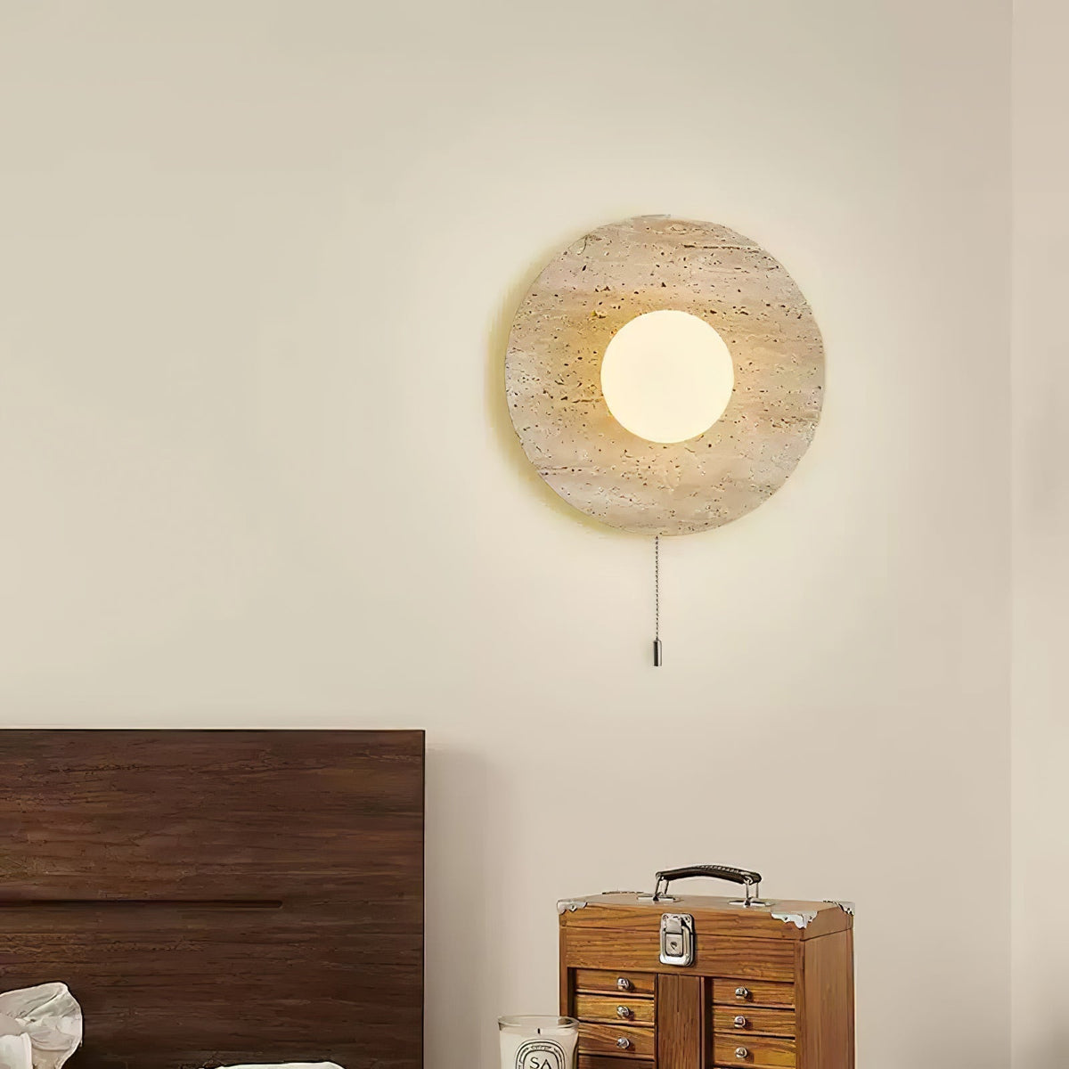 Tavik Bowl-Frame travertino aplique de pared