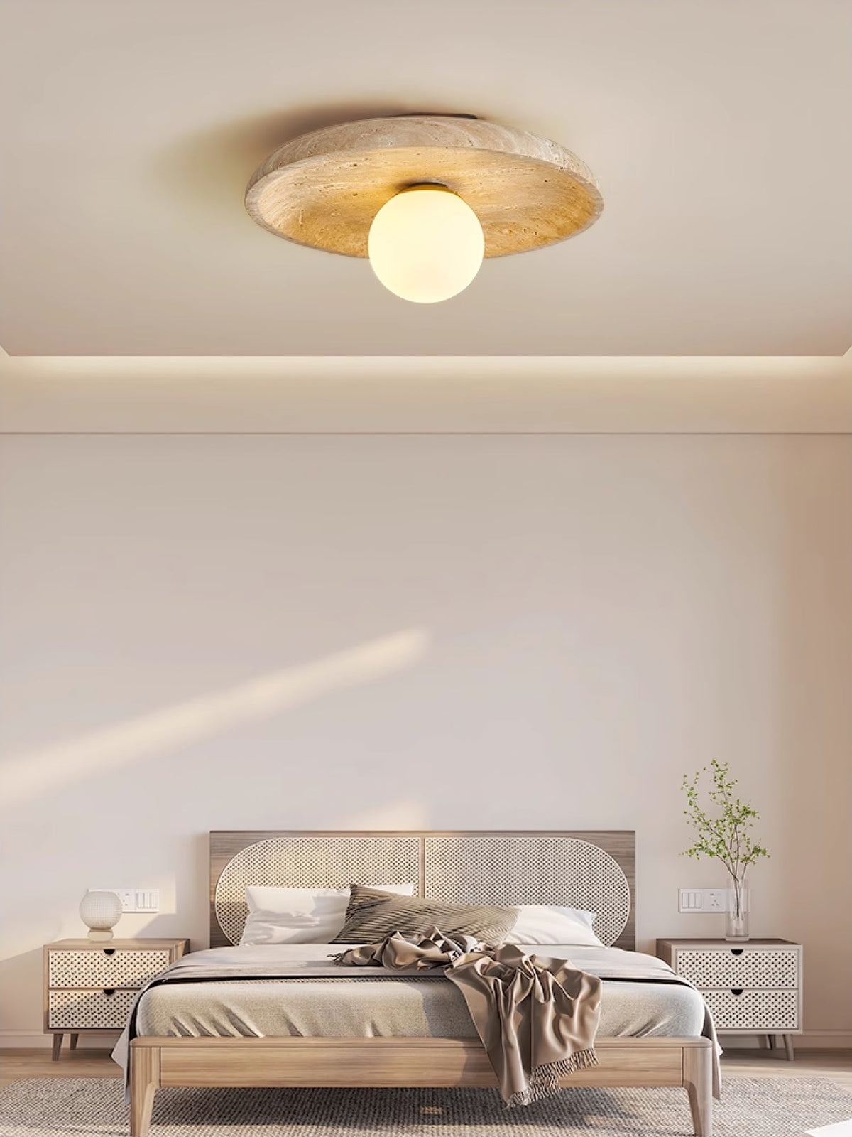 Tavik Bowl-Frame travertino aplique de pared