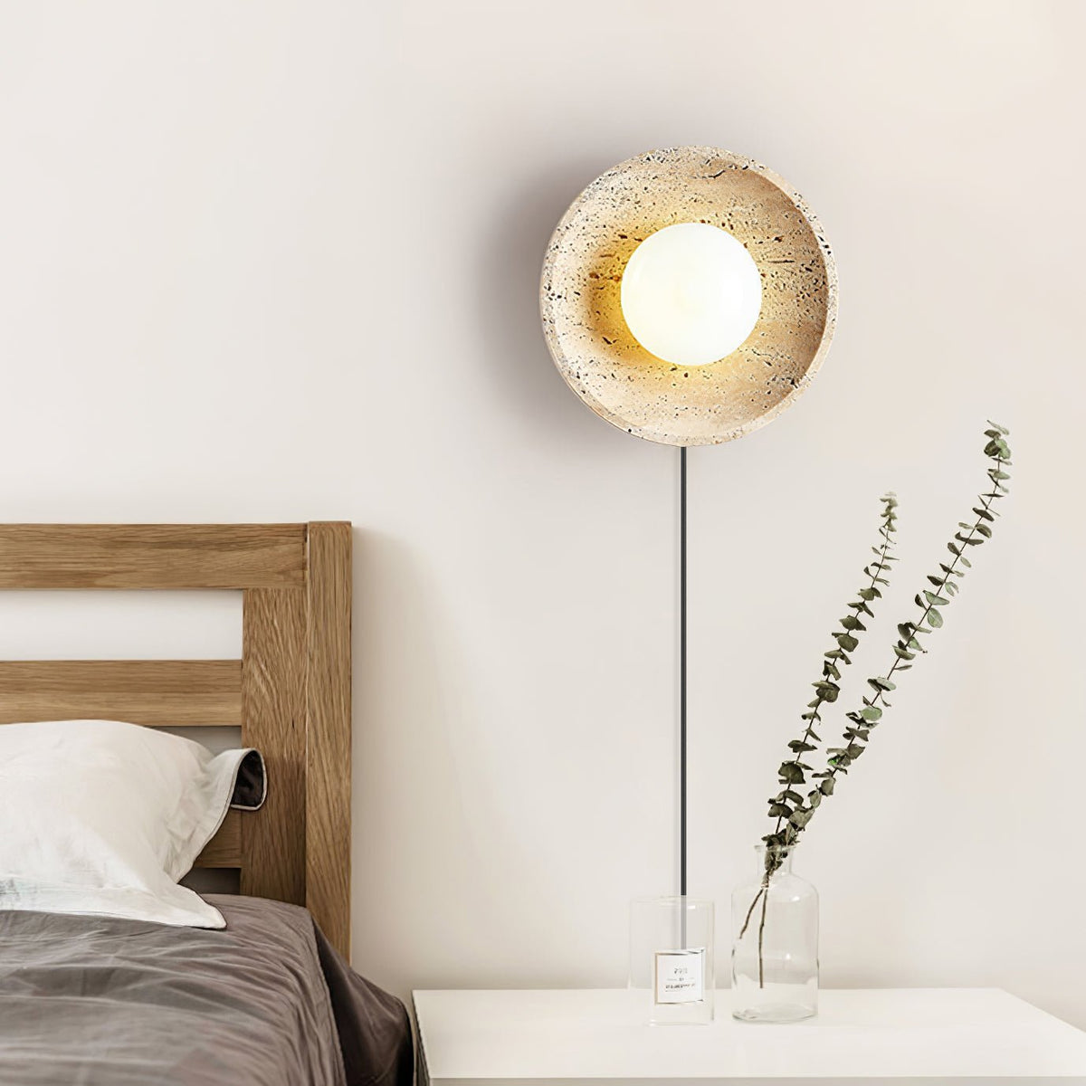 Hylso aplique de pared con pantalla de travertino