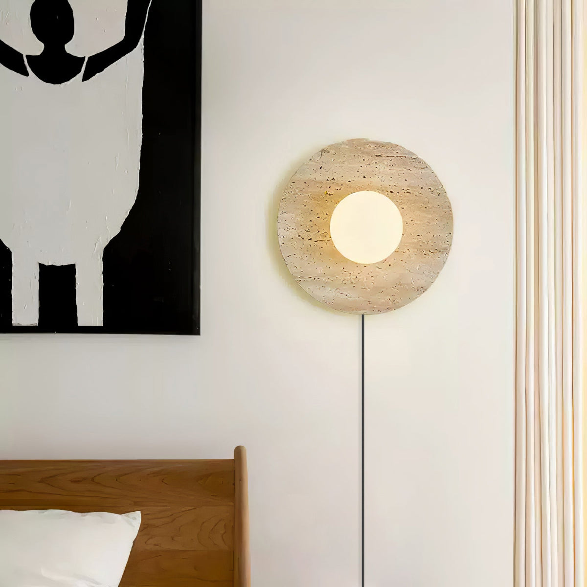 Hylso aplique de pared con pantalla de travertino