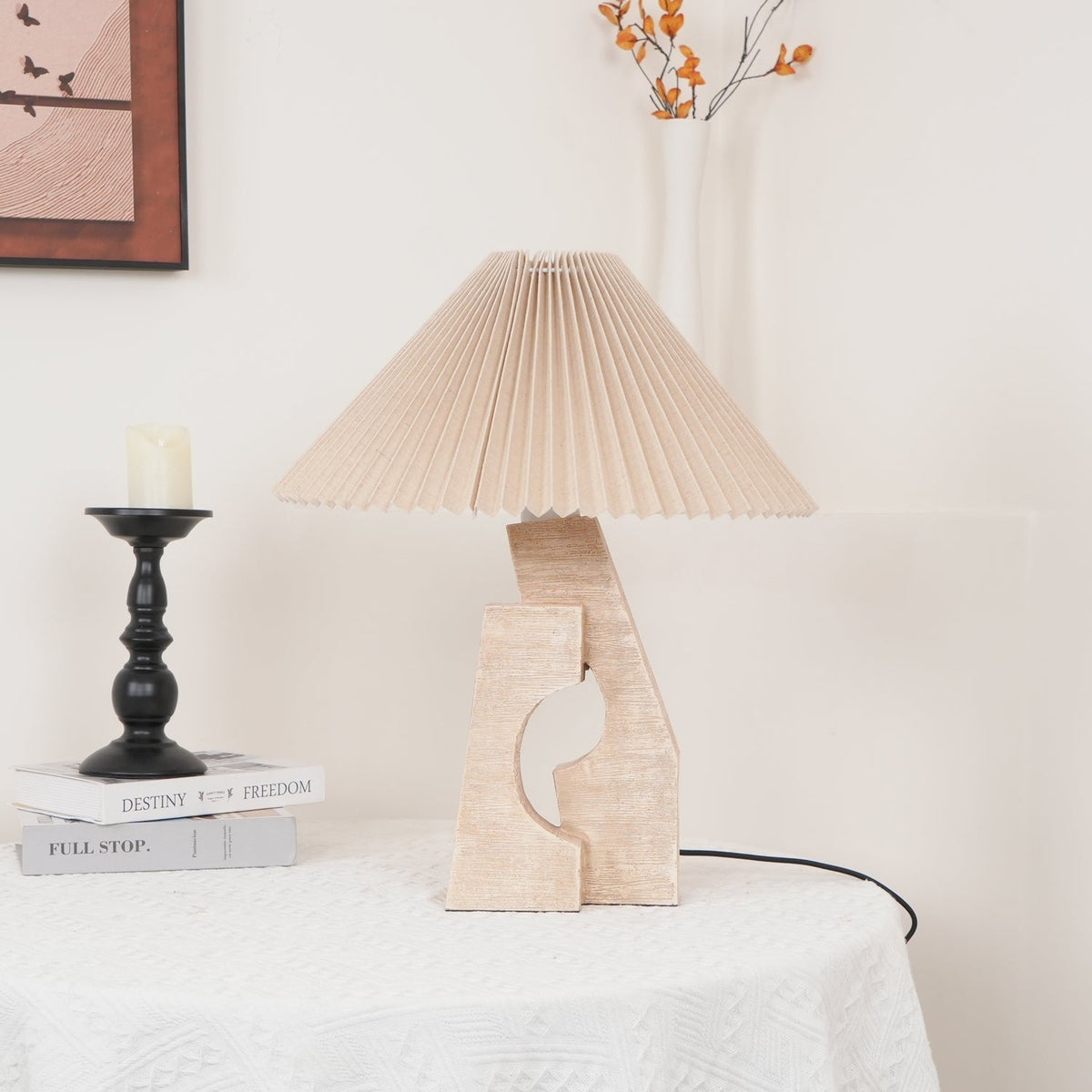 Arvinyra lámpara de mesa escultórica de travertino