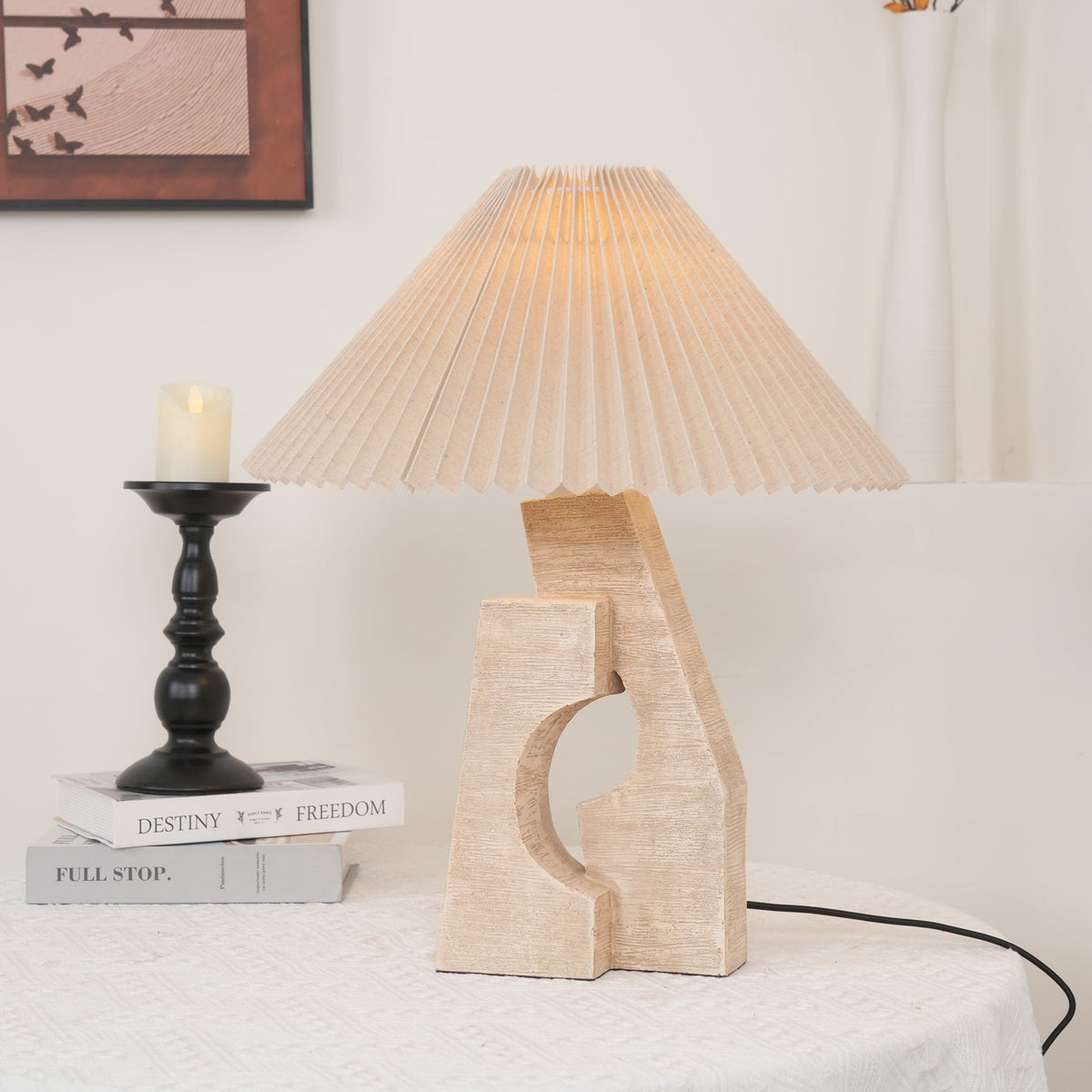 Arvinyra lámpara de mesa escultórica de travertino