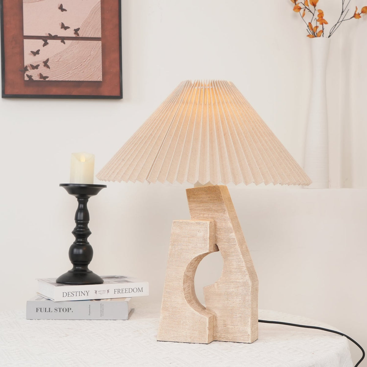 Arvinyra lámpara de mesa escultórica de travertino