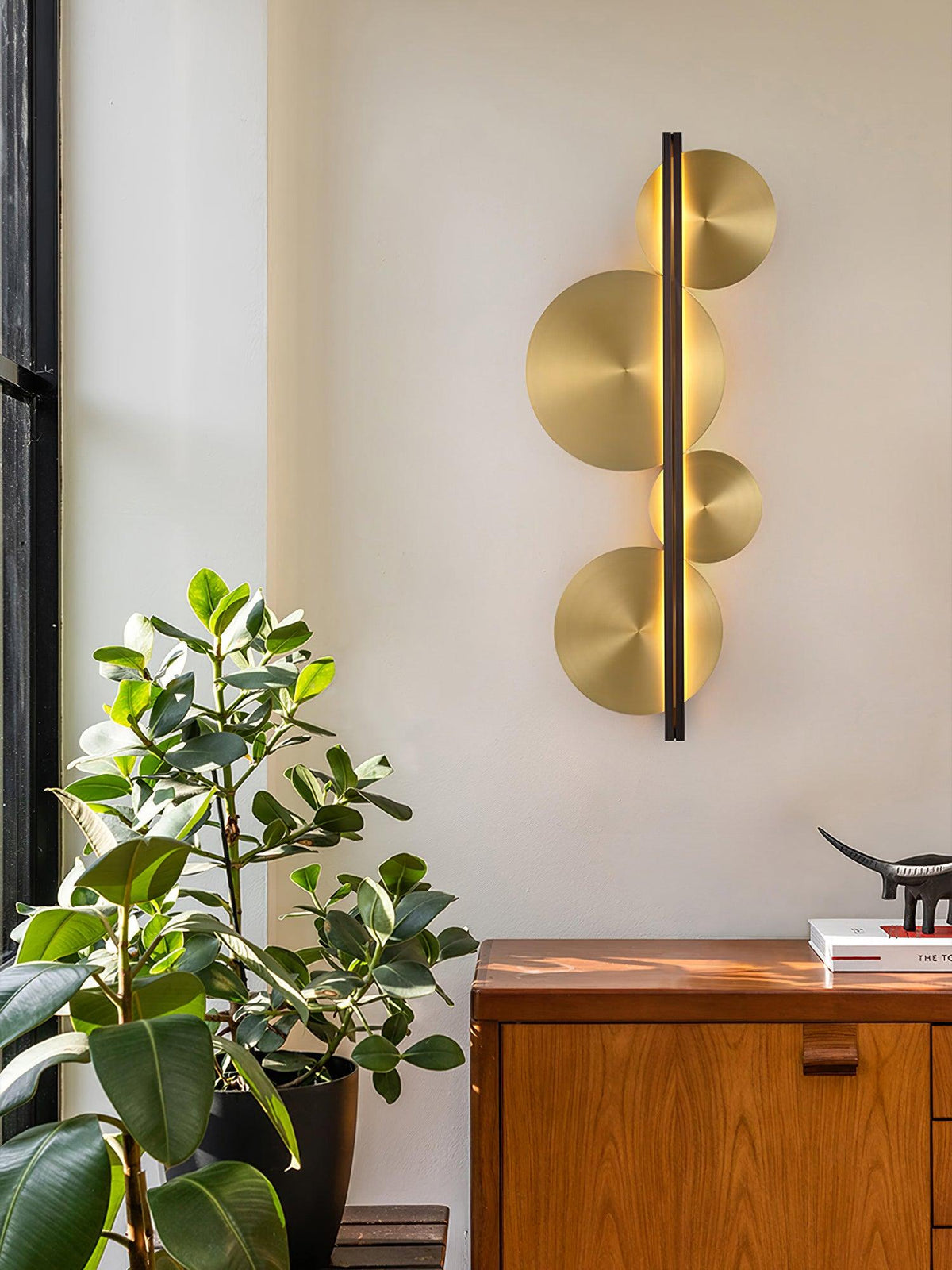 Oriivise aplique de pared dorado circular escultórico