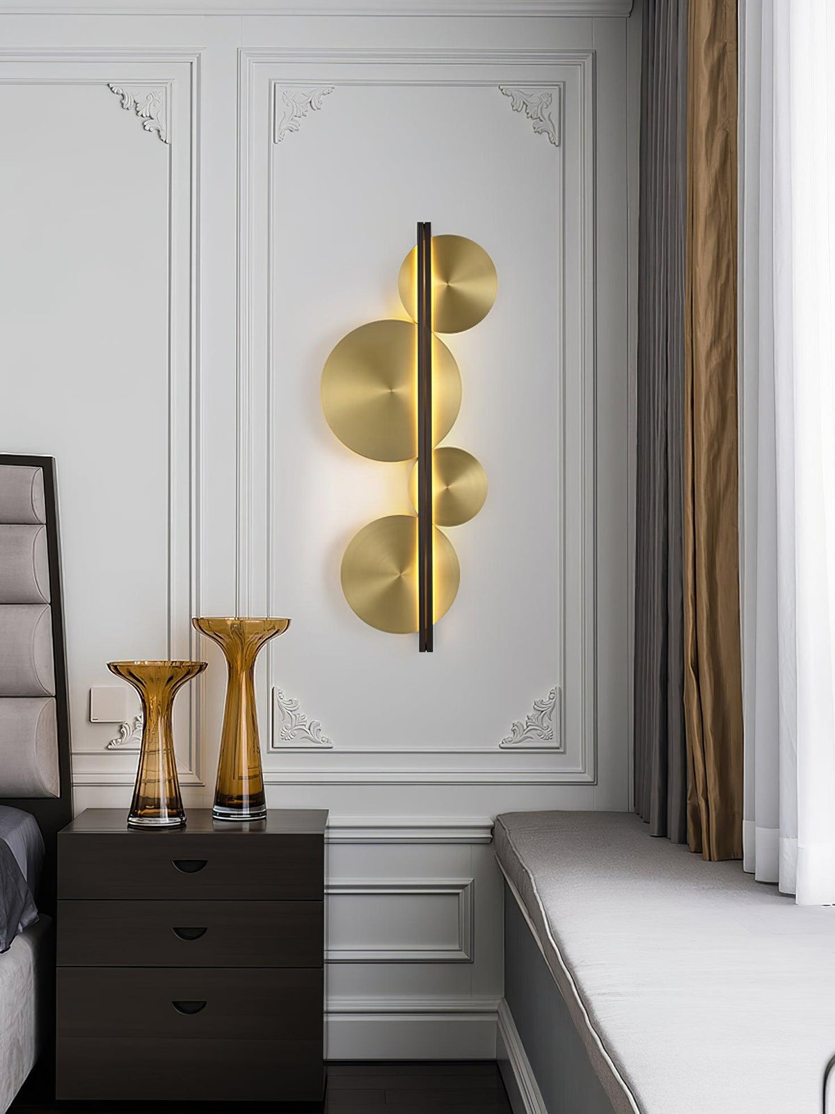 Oriivise aplique de pared dorado circular escultórico