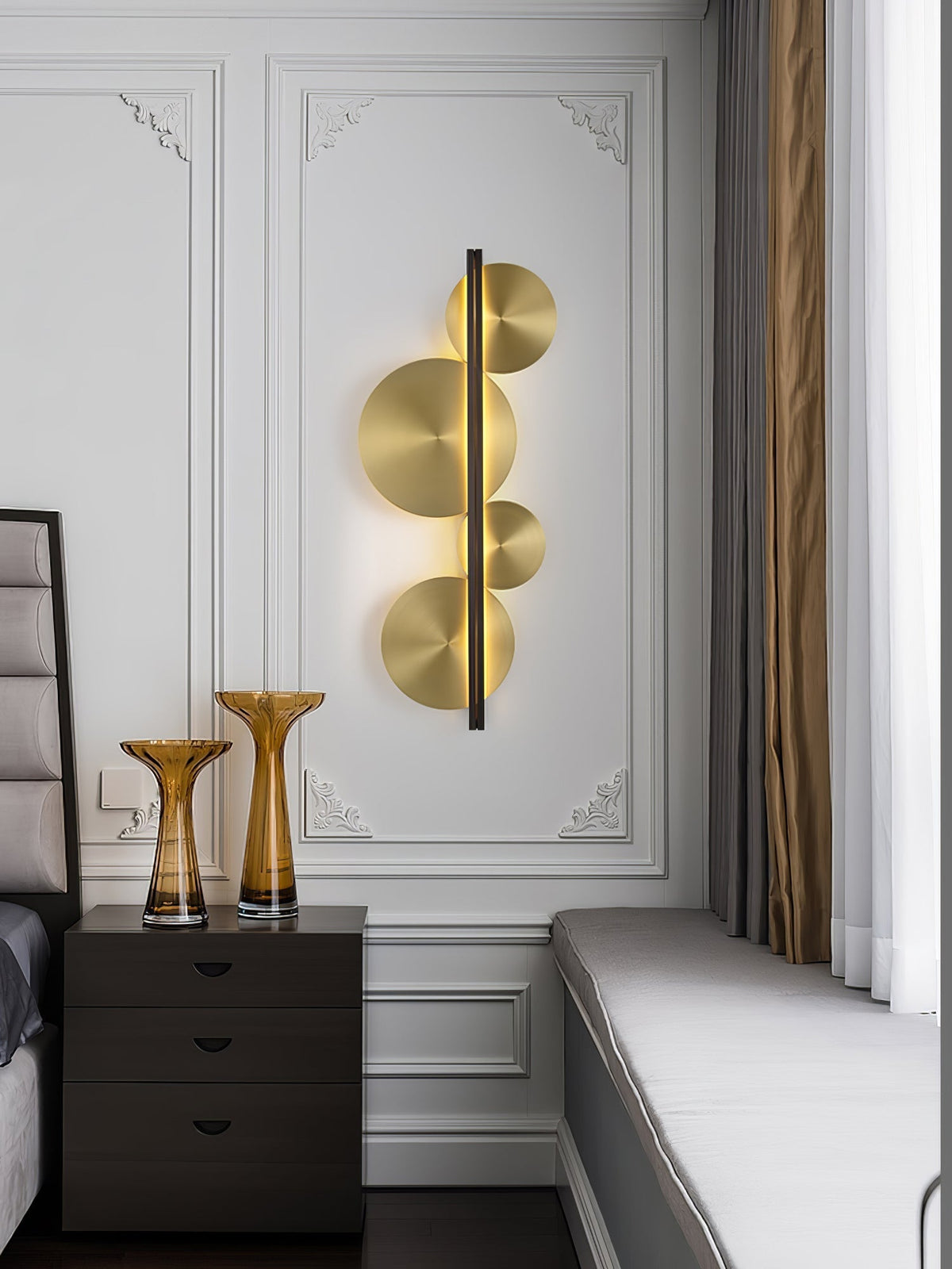 Oriivise aplique de pared dorado circular escultórico