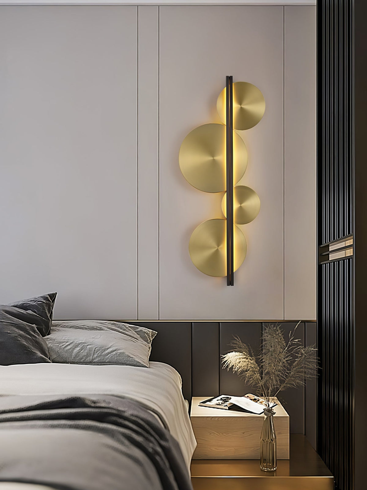 Oriivise aplique de pared dorado circular escultórico