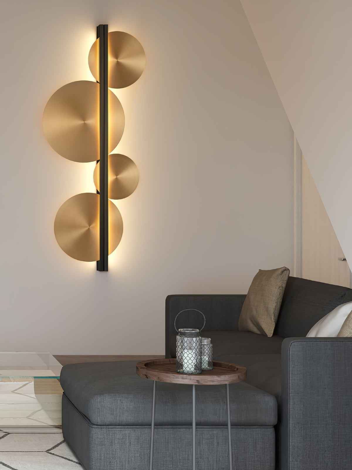 Oriivise aplique de pared dorado circular escultórico