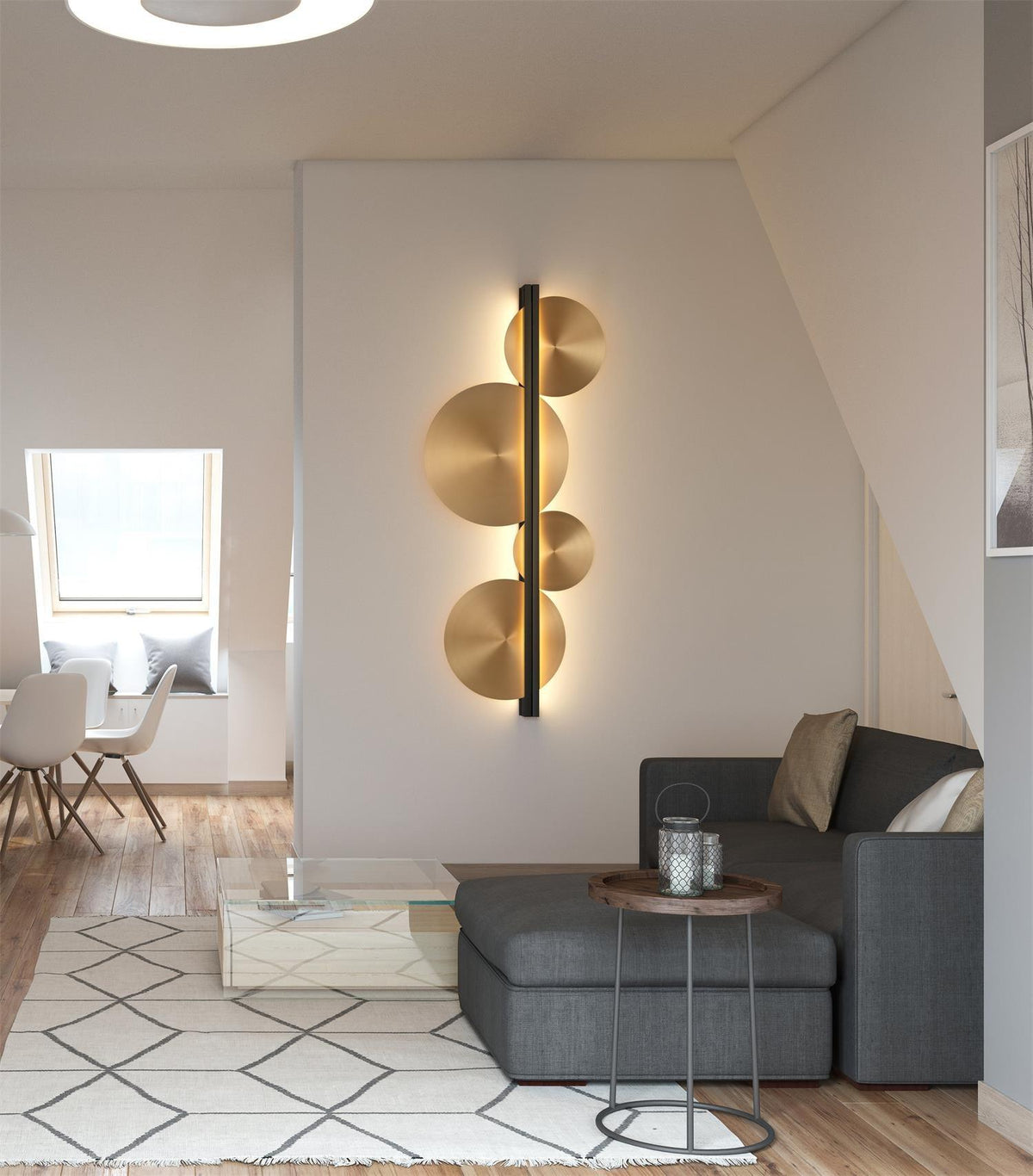 Oriivise aplique de pared dorado circular escultórico