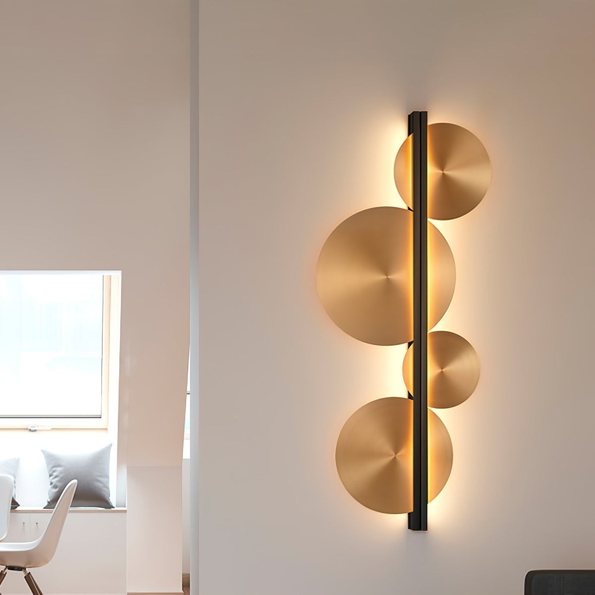 Oriivise aplique de pared dorado circular escultórico