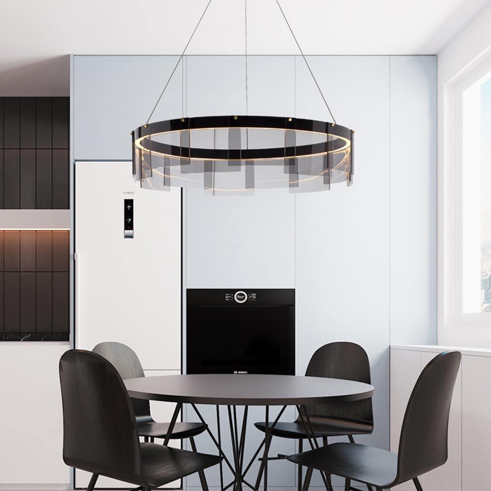 Eireriel lámpara de araña moderna de vidrio negro LED