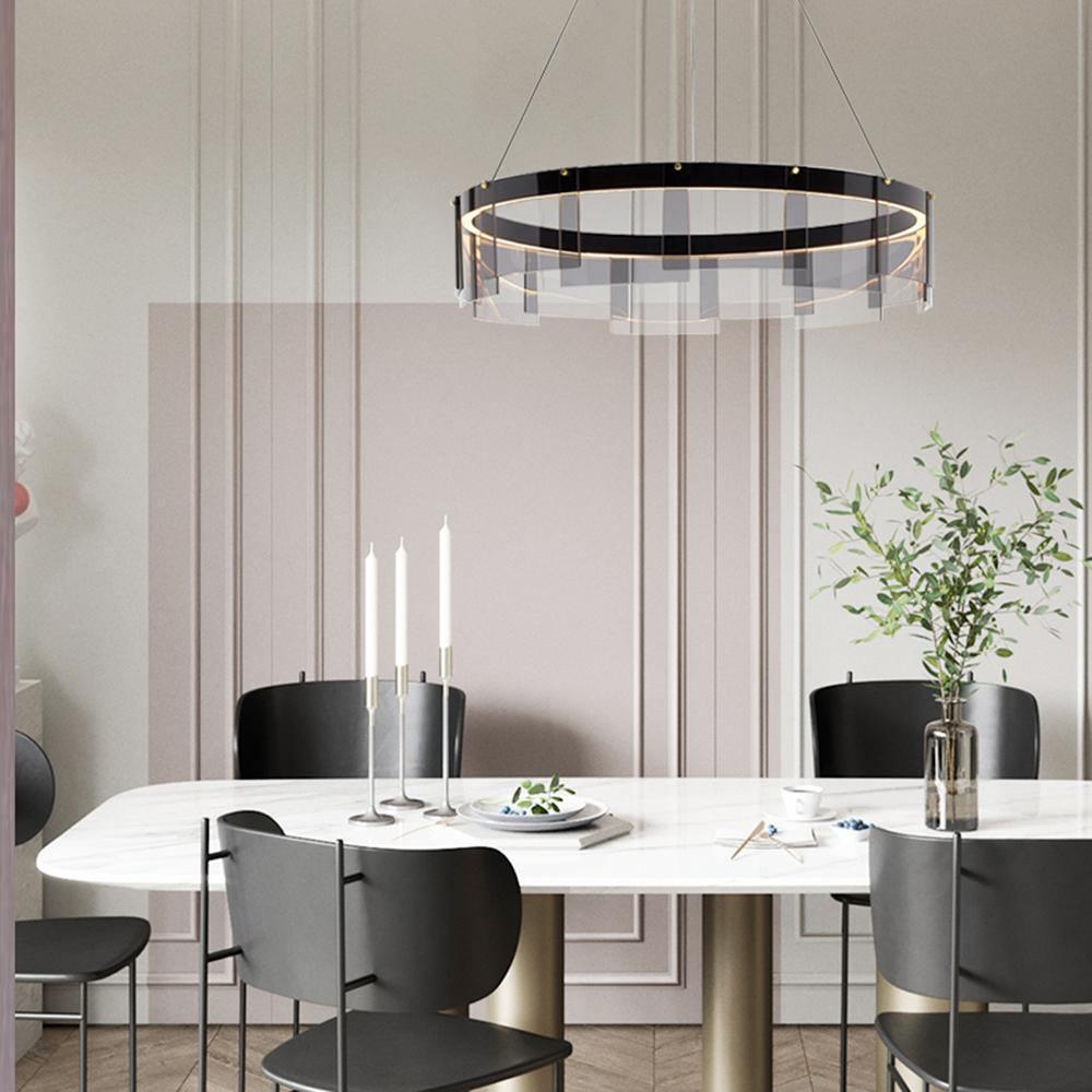Eireriel lámpara de araña moderna de vidrio negro LED
