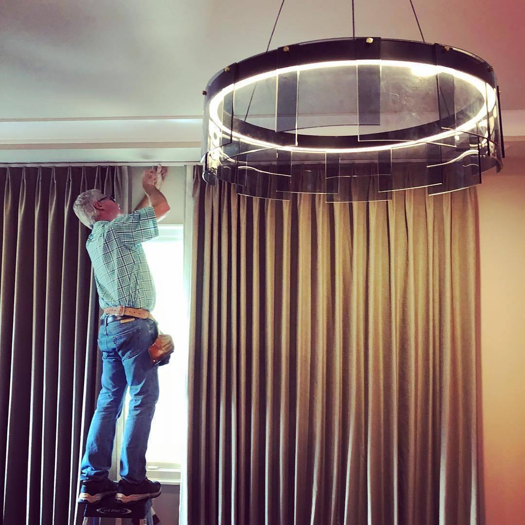 Eireriel lámpara de araña moderna de vidrio negro LED