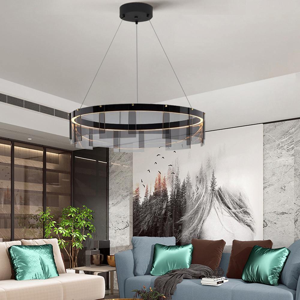 Eireriel lámpara de araña moderna de vidrio negro LED