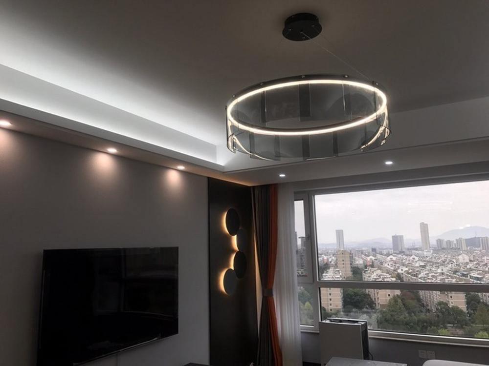 Eireriel lámpara de araña moderna de vidrio negro LED