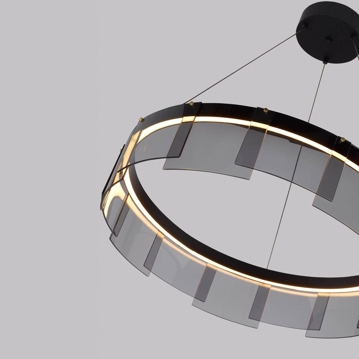 Eireriel lámpara de araña moderna de vidrio negro LED